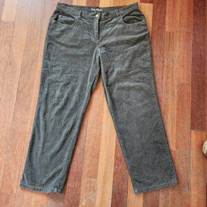 L.A. Blues Green/Gray Straight Leg Corduroys Size 16 Petite